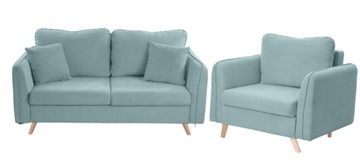 Комплект мебели Бертон голубой диван+ кресло в Тамбове