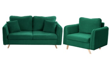 Комплект мебели Бертон изумрудный диван+ кресло в Тамбове