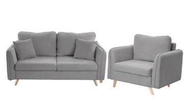 Комплект мебели Бертон серый диван+ кресло в Тамбове
