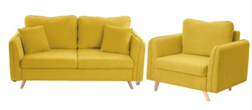 Комплект мебели Бертон желтый диван+ кресло в Тамбове