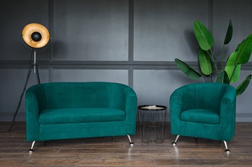 Комплект мебели Брамс  цвет изумрудный диван 2Д + кресло в Тамбове