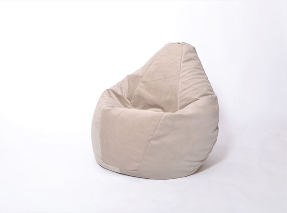 Кресло-мешок Груша среднее, велюр однотон, бежевое в Тамбове - изображение
