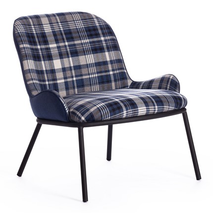 Кресло DUKEN (mod. 0179322) металл/ткань, 79х59х66 см, синий/синяя шотландка/черный в Тамбове - изображение