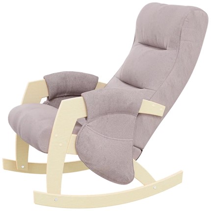 Кресло-качалка ЭЛИТ с карманами Джанни (каркас дуб, сиденье серо-розовое) в Тамбове - изображение