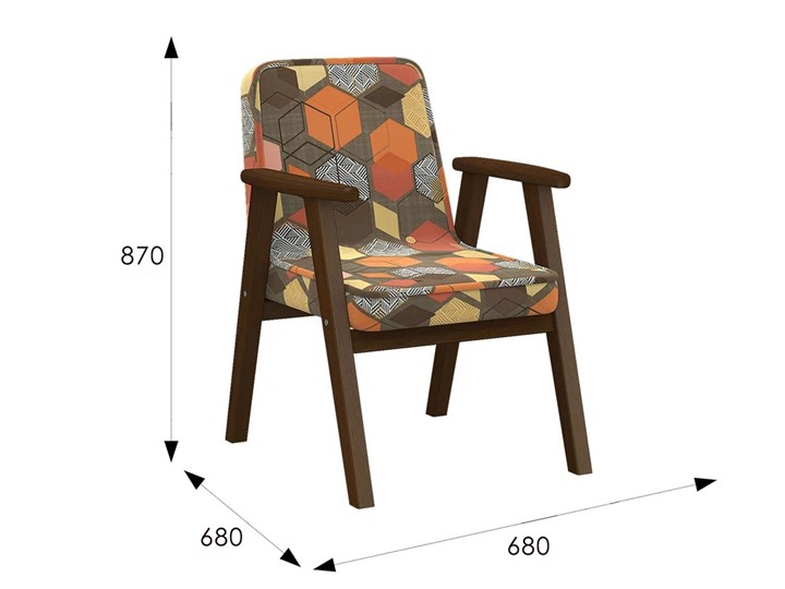 Кресло Ретро ткань геометрия коричневый, каркас орех в Тамбове - изображение 5