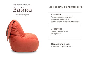 Кресло-мешок Зайка (длинные уши), оранжевый в Тамбове - предосмотр 1
