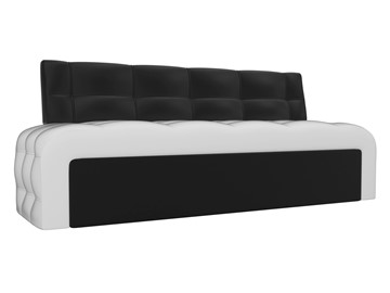 Прямой кухонный диван Люксор, Белый/Черный (экокожа) в Тамбове