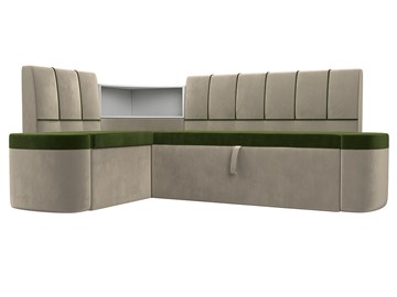 Раскладной кухонный диван Тефида, Зеленый\Бежевый (Микровельвет) в Тамбове