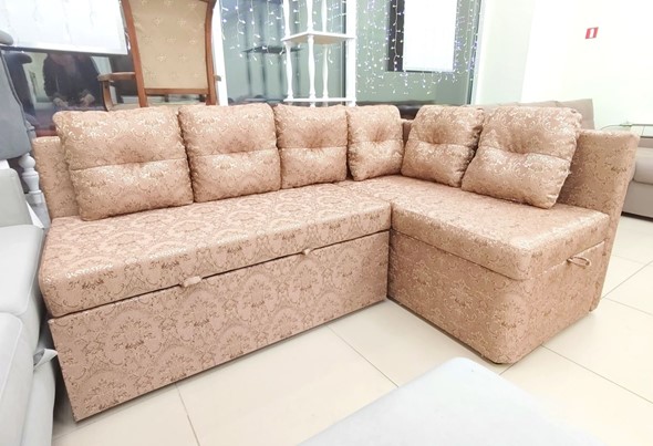 Угловой кухонный диван Яшма 1 ДУ Весь в ткани Жаккард AFINA 06 в Тамбове - изображение