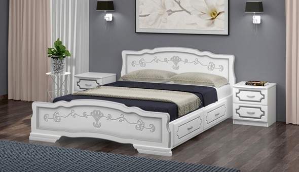 Кровать с выкатными ящиками Карина-6 (Белый Жемчуг) 140х200 в Тамбове - изображение