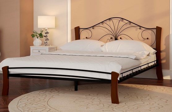 Двуспальная кровать Фортуна 4 Лайт, 1600, черный/махагон в Тамбове - изображение