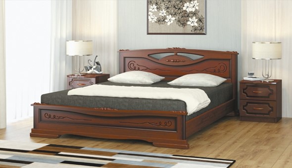 Спальная кровать Елена-3 (Орех) 140х200 в Тамбове - изображение