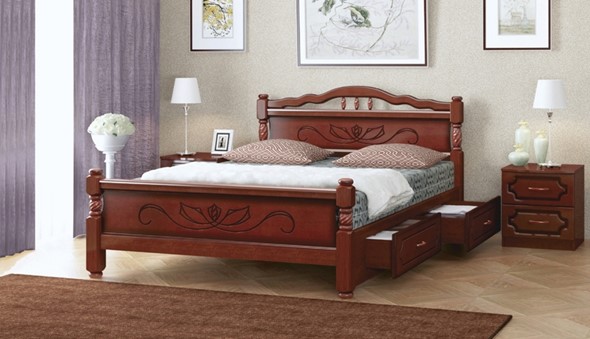 Кровать с выкатными ящиками Карина-5 (Орех) 140х200 в Тамбове - изображение