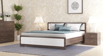 Спальная кровать Золушка, 140х200 с основанием, кожзам, венге в Тамбове
