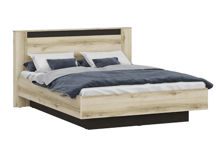 Спальная кровать №3 (универсальная 1,6х2,0 страйп) серия №2, дуб делано/дуб венге в Тамбове - изображение 3