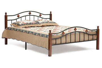 Кровать AT-126 дерево гевея/металл, 160*200 см (Queen bed), красный дуб/черный в Тамбове