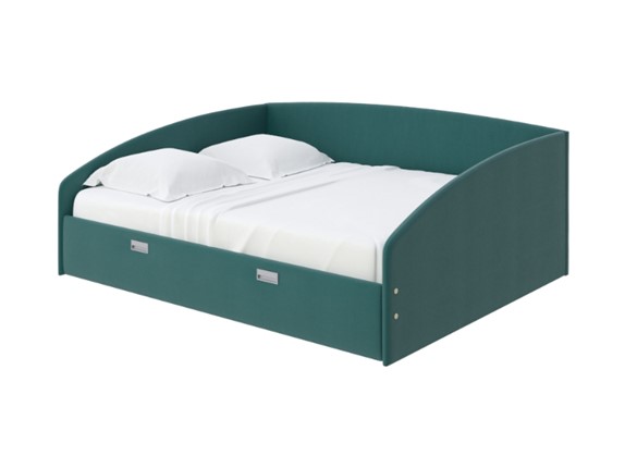 Кровать двуспальная Bono 160х200, Велюр (Forest 560 Морская волна) в Тамбове - изображение