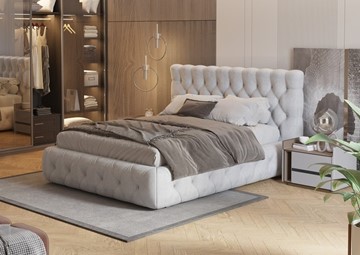 Спальная кровать Castello 160х200, Флок (Бентлей Светло-серый) в Тамбове