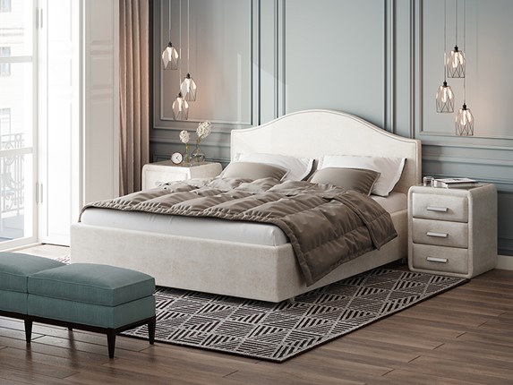 Кровать спальная Classic 160х200, Велюр (Лофти Лён) в Тамбове - изображение