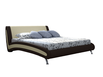 Спальная кровать Corso-2 140х200, Экокожа (Коричневый с кремовым) в Тамбове
