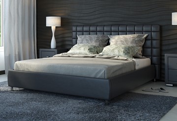 Кровать в спальню Corso-3 200x200, Экокожа (Черный) в Тамбове