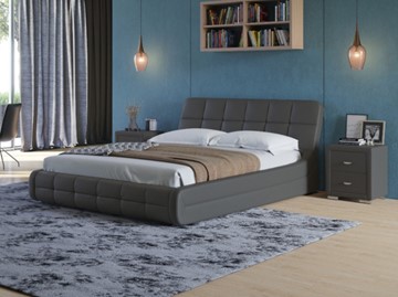 Кровать спальная Corso-6 140x200, Экокожа (Темно-серый) в Тамбове