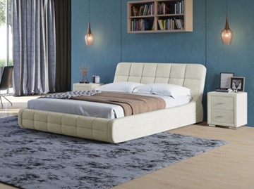 Двуспальная кровать Corso-6 140x200, Велюр (Лофти лён) в Тамбове
