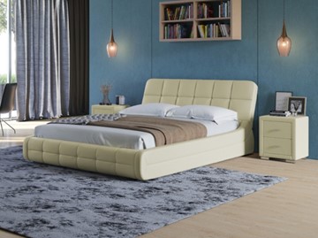 Спальная кровать Corso-6 160х200, Экокожа (Кремовый) в Тамбове