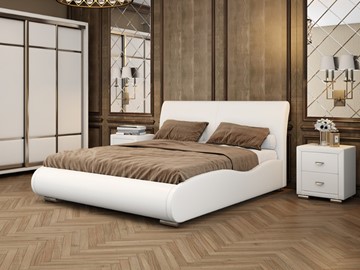 Кровать двуспальная Corso-8 Lite 160х200, Экокожа (Белый) в Тамбове