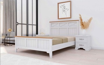 Кровать в спальню Грация-5 карниз сосна (Белый Античный) 160х200 в Тамбове