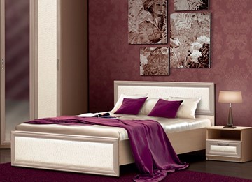 Спальная кровать Камелия, 1600, шимо светлый/белый кожзам в Тамбове - предосмотр