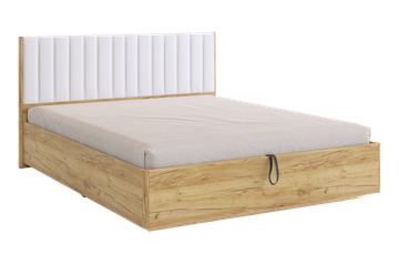 Двуспальная кровать с подъемным механизмом Адам, дуб крафт золотой/белоснежный (экокожа) в Тамбове