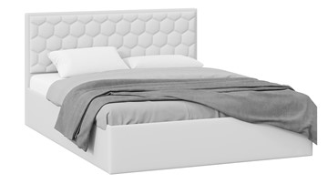 Кровать спальная с подъемным механизмом Порто (Экокожа белая Polo) без заглушины в Тамбове