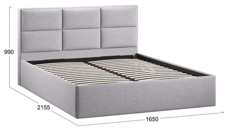 Кровать в спальню с подъемным механизмом Стелла тип 1 (Микровелюр Jercy Silver) в Тамбове - изображение 3