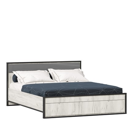Спальная кровать Техно 1600 (С основанием) Дуб крафт белый/Серый шифер 678.140 в Тамбове - изображение