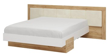Кровать спальная Тоскана 1600 с декором (Дуб крафт золотой/Белый поры глубокие) с основанием в Тамбове