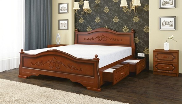 Кровать с выкатными ящиками Карина-1 (Орех) 160х200 в Тамбове - изображение