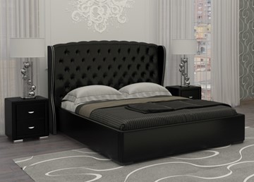 Кровать в спальню Dario Grace 160x200, Экокожа (Черный) в Тамбове