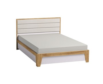 Кровать полутороспальная Айрис 308 1400 с гибкими ламелями металл, Белый-Дуб золотистый в Тамбове