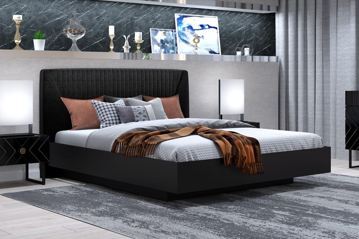 Кровать с подъемным механизмом Марсель-11 (Черный, ткань Fenix black) 1400 в Тамбове - изображение 2