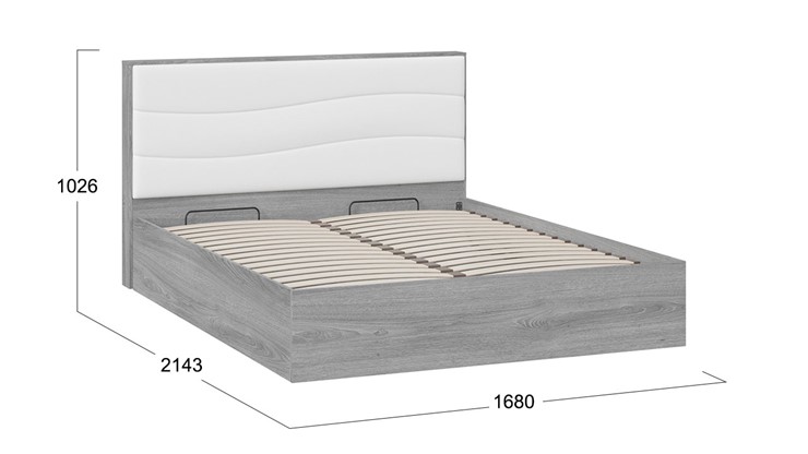 Кровать с подъемным механизмом Миранда тип 1 (Дуб Гамильтон/Белый глянец) в Тамбове - изображение 1