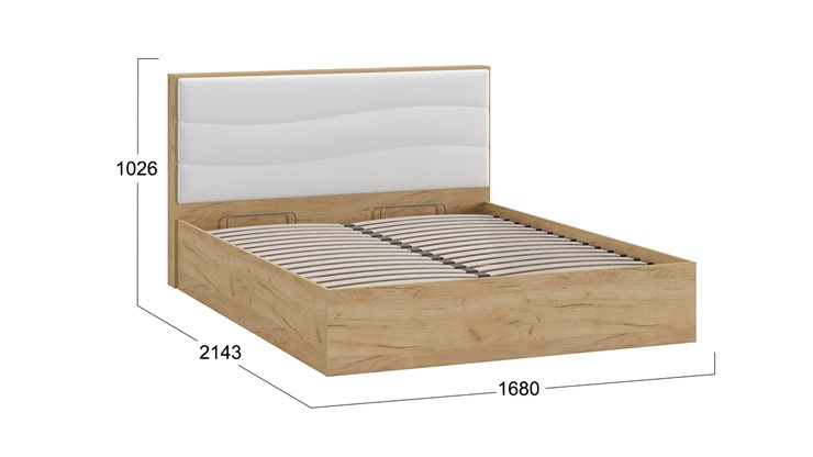 Двуспальная кровать с механизмом Миранда тип 1 (Дуб крафт золотой/Белый глянец) в Тамбове - изображение 1