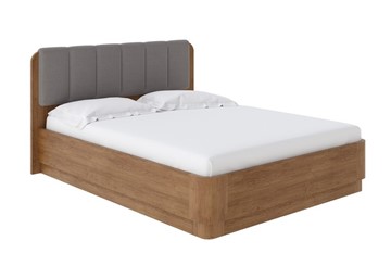 Двуспальная кровать с механизмом Wood Home 2 160х200, Велюр (Антик (сосна) с брашированием/Лама Светло-серый) в Тамбове