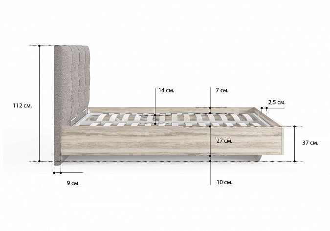 Кровать с механизмом полуторная Victoria (ясень анкор) 140х200 в Тамбове - изображение 1