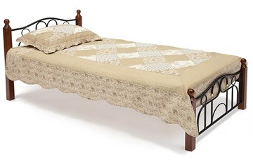 Кровать AT-808 дерево гевея/металл, 90*200 см (Single bed), красный дуб/черный в Тамбове