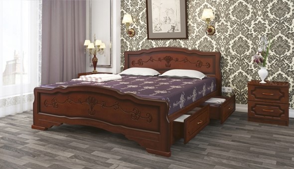 Кровать с выкатными ящиками Карина-6 (Орех) 180х200 в Тамбове - изображение