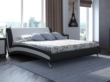 Спальная кровать Corso-2 160х200, Экокожа (Черный с белым) в Тамбове