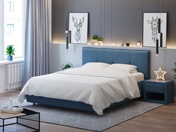 Спальная кровать Lino 140х200, Велюр (Monopoly Прованский синий (792)) в Тамбове - предосмотр