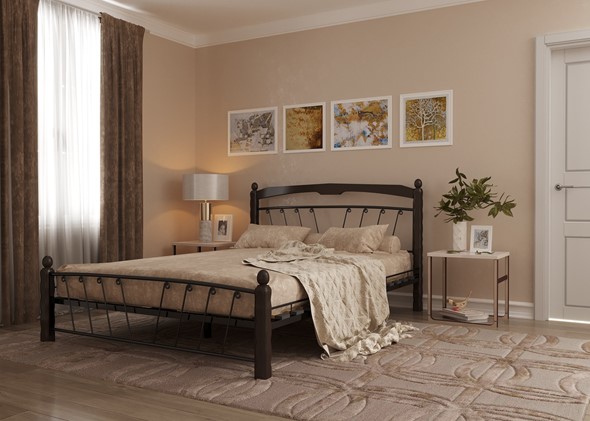 Полуторная кровать Муза 1, 1400, черный/шоколад в Тамбове - изображение