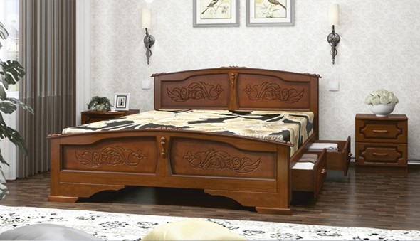 Кровать с выкатными ящиками Елена (Орех) 140х200 в Тамбове - изображение